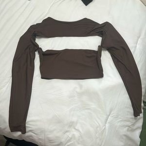 Brown cut out crop top